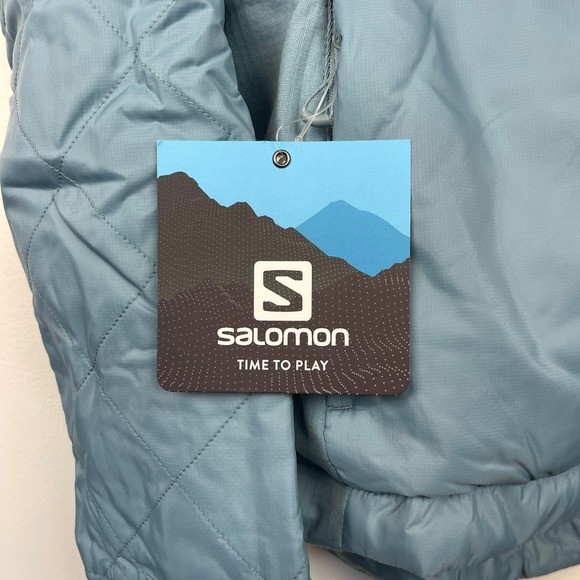 NEW Salomon Nova Hoodie Quilted Jacket Womens M‎ Full Zip Activewear Smoke Blue - Picture 6 of 13
